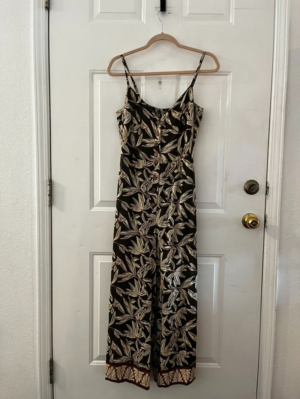 Natura Woman's Muti-print Summer Festival Smocked Wide-Leg Jumpsuit Sz Med